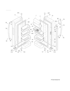 Fresh Food Door Diagram and Parts List for 25370423411  Kenmore Refrigerator