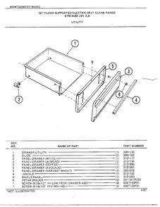 30" Floor/utility Diagram and Parts List for 4488B  Frigidaire Range
