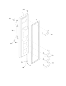 Freezer Door Diagram and Parts List for WWSS2601NE1  Westinghouse Refrigerator
