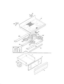 Top/drawer Diagram and Parts List for FEF388CJBA  Frigidaire Range
