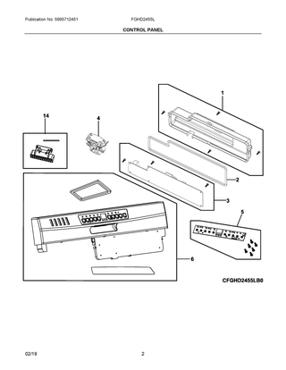 Control Panel Diagram and Parts List for FGHD2455LB1A  Frigidaire Refrigerator