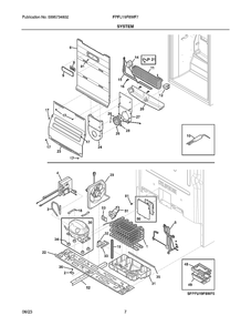 System Diagram and Parts List for FPFU19F8WF7  Frigidaire Freezer