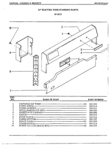 Backguard Page 2 Diagram and Parts List for 37-0117  Frigidaire Range