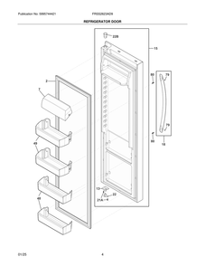 Refrigerator Door Diagram and Parts List for FRSS2623AD9  Frigidaire Refrigerator