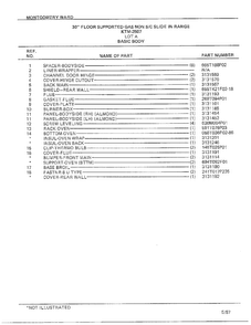 30` Floor/basic Body Page 2 Diagram and Parts List for 2507A  Frigidaire Range