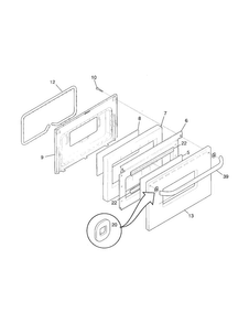 Door Diagram and Parts List for FGFB33WHSB  Frigidaire Range