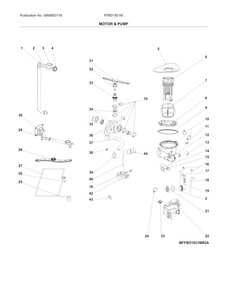 Motor & Pump Diagram and Parts List for FFBD1821MS1B  Frigidaire Dishwasher