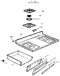 Top/drawer Diagram and Parts List for 30-3882  Tappan Range