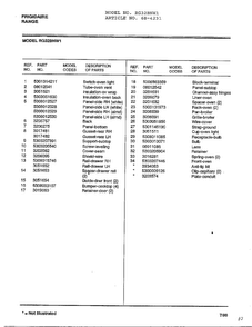 Frigidaire Range Page 6 Diagram and Parts List for 4231  Frigidaire Range