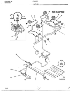 Burner Diagram and Parts List for 2823  Frigidaire Range