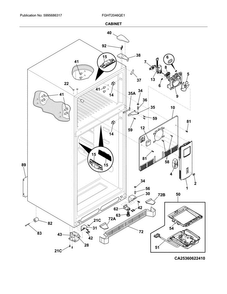 Cabinet Diagram and Parts List for FGHT2046QE1  Frigidaire Refrigerator