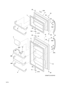 Doors Diagram and Parts List for MRTG18V5PW1  Uni Refrigerator