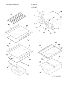 Shelves Diagram and Parts List for FFTR1621RS0  Frigidaire Refrigerator