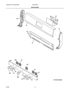 Backguard Diagram and Parts List for FCRE305CBSA  Frigidaire Range