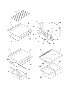 Shelves Diagram and Parts List for FRT18G6JSE  Frigidaire Refrigerator