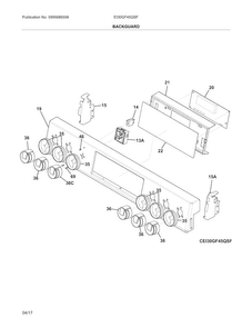 Backguard Diagram and Parts List for EI30GF45QSF  Electrolux Range