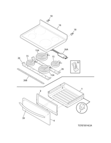 Top/drawer Diagram and Parts List for CFEF3014LSA  Frigidaire Range