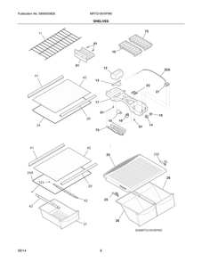 Shelves Diagram and Parts List for MRTG18V5PW0  Frigidaire Refrigerator