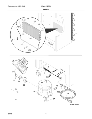 System Diagram and Parts List for FFVU17F2SC3  Frigidaire Freezer