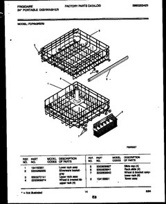 Racks And Trays Diagram and Parts List for FDP652RBR0  Frigidaire Dishwasher
