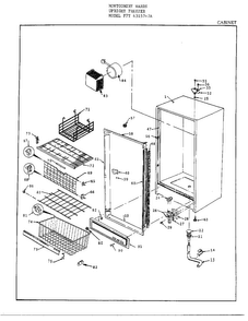Cabinet Diagram and Parts List for 43157A  Frigidaire Freezer