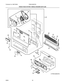 Fresh Food System / Middle Drawer Air Flow Diagram and Parts List for PRMC2285AF06  Frigidaire Refrigerator