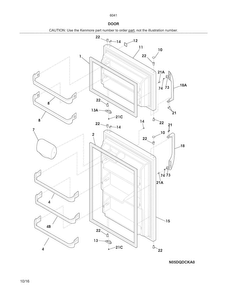 Doors Diagram and Parts List for 25360419414  Kenmore Refrigerator