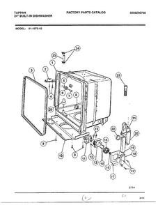 Tub Diagram and Parts List for 61-1073-10  Frigidaire Dishwasher