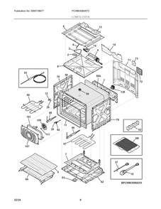 Lower Oven Diagram and Parts List for PCWM3080AFD  Frigidaire Microwave Oven Combo