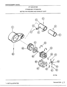 Motor, Fan Housing And Exhaust Duct Diagram and Parts List for 7308B  Frigidaire Dryer