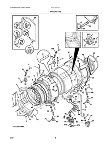 Motor/Tub Diagram and Parts List for EFLS527UIW2  Frigidaire Washer