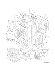 Lower Oven Diagram and Parts List for FGET3065PFA  Frigidaire Wall Oven