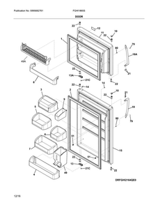 Door Diagram and Parts List for FGHI1865SP4  Frigidaire Refrigerator