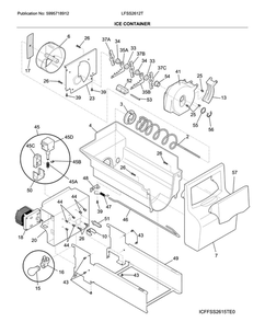 Container Diagram and Parts List for LFSS2612TE3  Frigidaire Refrigerator