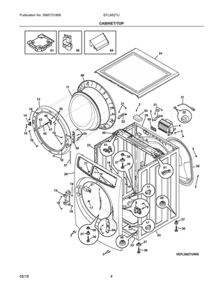 Cabinet/top Diagram and Parts List for EFLS627UIW0  Frigidaire Washer