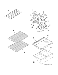 Shelves Diagram and Parts List for FFHT1514QS0  Frigidaire Refrigerator