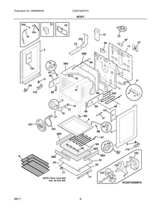 Body Diagram and Parts List for CGEF3062TFA  Frigidaire Range