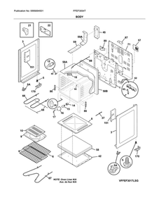 Body Diagram and Parts List for FFEF3054TBB  Frigidaire Range