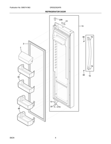 Refrigerator Door Diagram and Parts List for GRSS2352AF6  Frigidaire Refrigerator