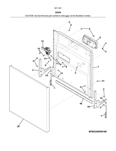 Door Diagram and Parts List for 58714013415B  Kenmore Dishwasher