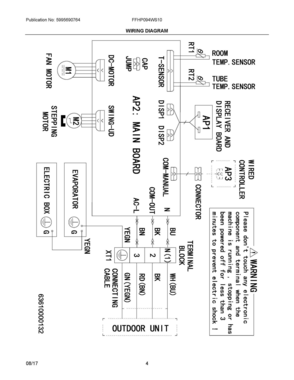 03 - WIRING DIAGRAM Diagram and Parts List for FFHP094WS10  Frigidaire Air Conditioner