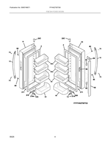 Fresh Food Door Diagram and Parts List for FFHN2750TS9  Frigidaire Refrigerator