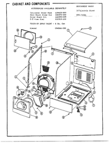 Cabinet And Components Diagram and Parts List for 7506A  Frigidaire Dryer