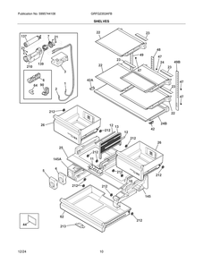 Shelves Diagram and Parts List for GRFG2353AFB  Frigidaire Refrigerator