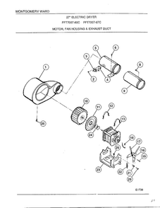 Motor, Fan Housing And Exhaust Duct Diagram and Parts List for 7007-80C  Frigidaire Dryer