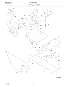 Motor/Blower/Belt Diagram and Parts List for MET1041ZAS1  Frigidaire Washer Dryer Combo