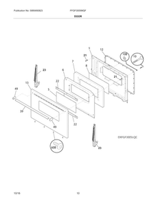 Door Diagram and Parts List for FFGF3005MQF  Frigidaire Range