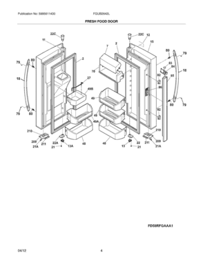 05 - FRESH FOOD DOORS Diagram and Parts List for FGUB2642LE7  Frigidaire Refrigerator