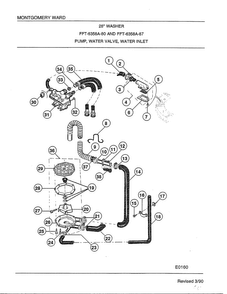 28" Washer/pump, Water Valve, Water Inlet Diagram and Parts List for 6358A  Frigidaire Washer