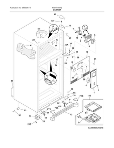 Cabinet Diagram and Parts List for FGHT1846QF4  Frigidaire Refrigerator
